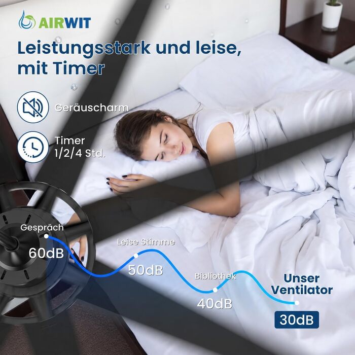 Стельовий вентилятор Airwit 183 см з підсвіткою та пультом керування, великий безшумний вентилятор у стилі індустріал для вітальні, спальні та тераси, чорний/темне дерево