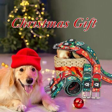 Тактичне нашийник для собак TSPRO, міцний, з металевою застібкою, 3.8 см, регульований, для середніх та великих собак (M), розмір шиї M-H, регульований 40-48 см, червоний (різдвяний)