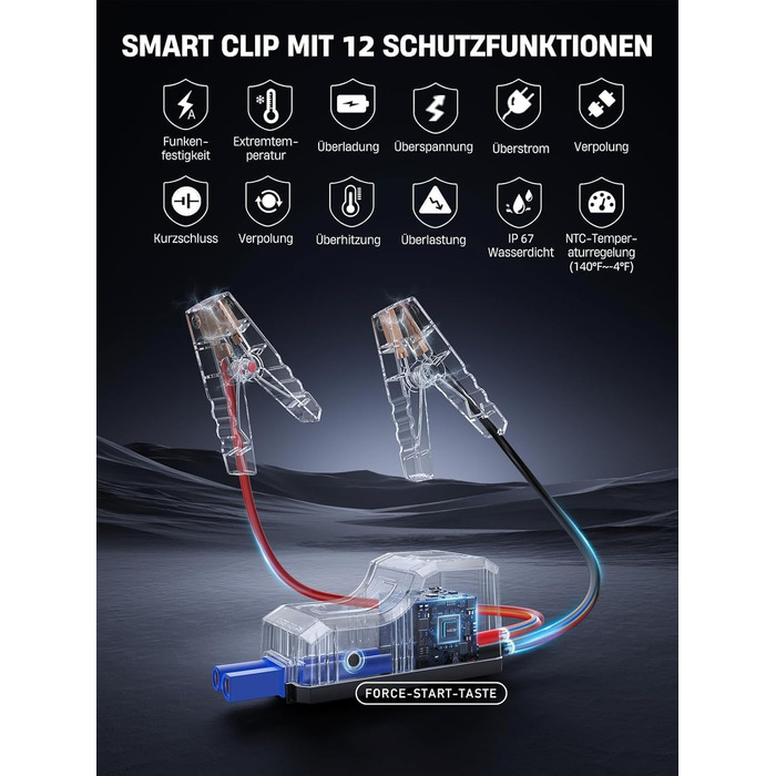 Powerbank для автомобіля з компресором 150PSI ANFLAG 5500A, стартер для бензинових та дизельних двигунів (12.0L), LCD дисплей, LED ліхтарик, подвійний USB, сірий