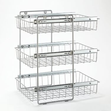 Storage Shop Pull-Out Shelf Basket Combination System for 50cm Wide Cabinet, 3-Tier