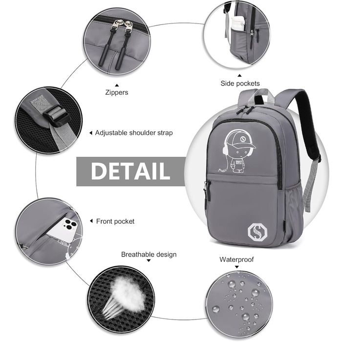 KONO Набір шкільних рюкзаків 3-в-1: рюкзак, сумка через плече, пенал. Для ноутбука 15.6