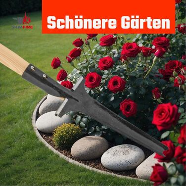 SHW-FIRE Professional Weed Puller with 82cm Ash Wood Handle - Hand-forged with Practical Step
