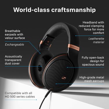 Навушники Sennheiser HD 505 Over-Ear дротові, студійні для музики, геймінгу, аудіофілів, студентів, подорожей - Copper Edition