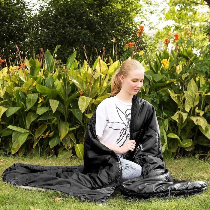 Сплячий мішок Friendriver XL, 4 сезони, водонепроникний, для дорослих та дітей, чорний, 86.6' x 33.46'