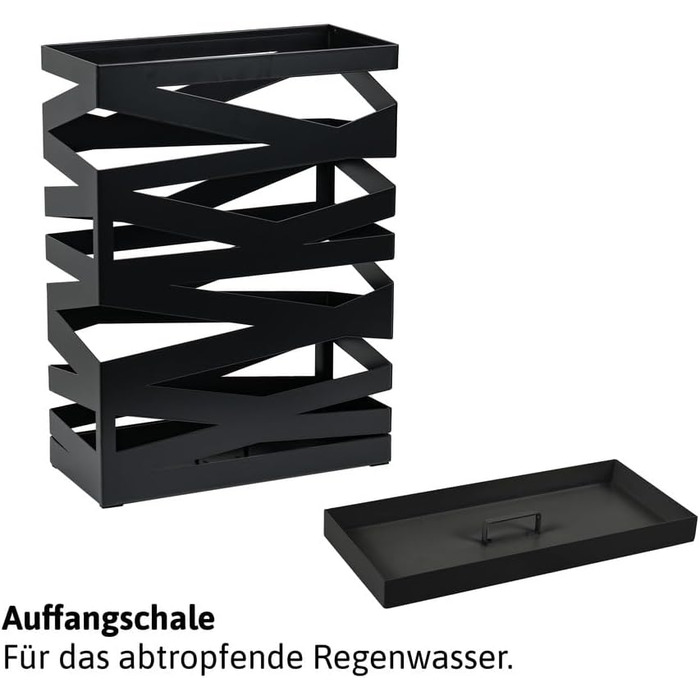 Dönges 'Maxi' Metal Umbrella Stand with Drip Tray & Hooks - Space-Saving, Elegant Black - Ideal for Entryway & Foyer Decor