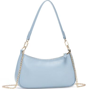 Сумка жіноча WantGor Clutch Tote через плече міні Hobo Bag блакитна екошкіра ретро