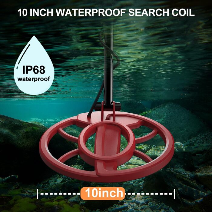 Професійний металошукач для дорослих Seefine з LCD дисплеєм, водонепроникний (IP68), 5 режимів, 10 дюймовий котушковий пристрій, висока точність та чутливість