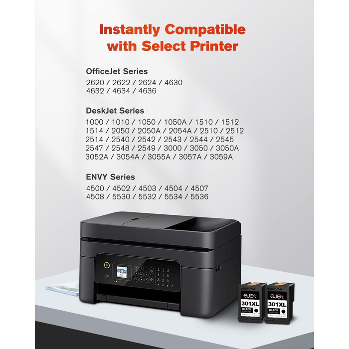 Картриджі для принтера HP 301 XL (301XL) сумісні, чорні, збільшений ресурс