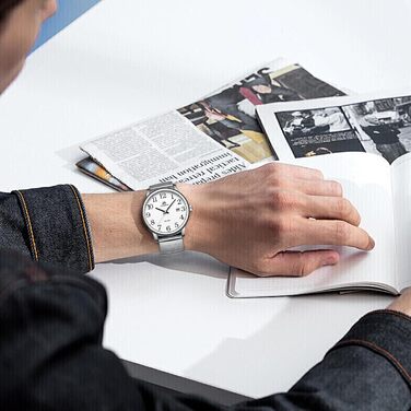 Годинник чоловічий LN LENQIN аналоговий кварцовий білий з датою та сталевим браслетом