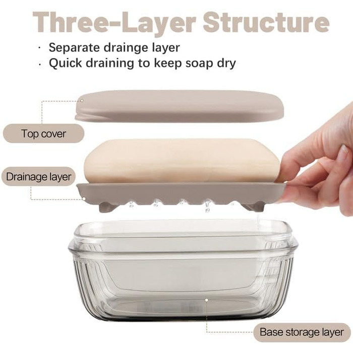 Водонепроникний контейнер для мила з 2 мішечками для мила, велика мильниця з кришкою для подорожей, ванної кімнати, душу, кемпінгу