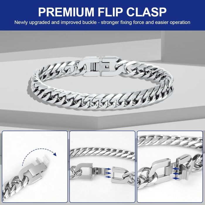 Браслет чоловічий Flintronic з нержавіючої сталі, панцерна ланцюг для чоловіків/хлопців, важкий браслет з ланцюгом, браслет у стилі хіп-хоп, мода, ювелірні вироби, 10 мм, 21 см