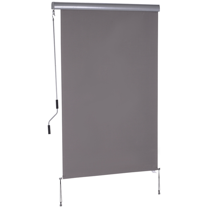 Outsunny Вертикальна маркіза для балкона 120 x 200 см, вертикальна маркіза захист від вітру та приватності з ручним приводом сірого кольору