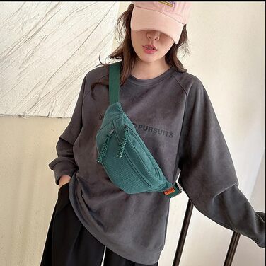 Чоловіча/Жіноча поясна сумка на шнурку (Cordura) Зелена, унісекс, регульований ремінь