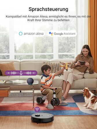 Робот-пилосос EUREKA E10s з вологою тканиною: потужне всадіння 4000Pa, LiDAR-навігація, автопідняття мопа, ідеально для видалення шерсті тварин, керування через додаток та голосовий помічник, чорний
