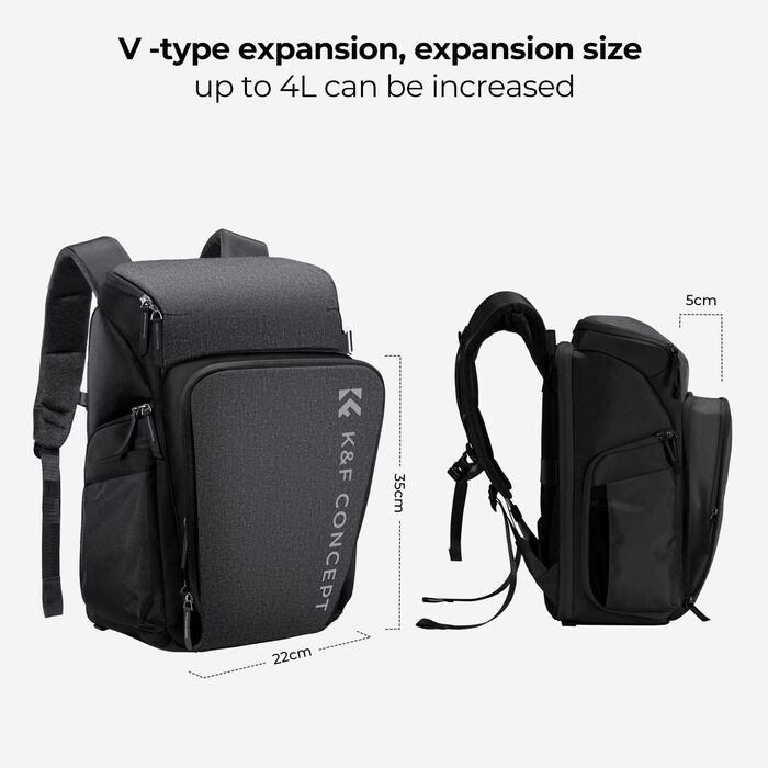 Рюкзак для фотокамери K&F Concept Alpha 25L сірий - для фотографів, з відділенням для 16-дюймового ноутбука, сумісний з дронами DJI Mavic
