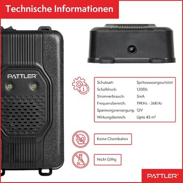 PATTLER® Захист від куниць для авто з миготливим світлом, універсальне живлення 12V/AA/USB, ефективний відлякувач для автомобіля, горища, саду, 2 шт.