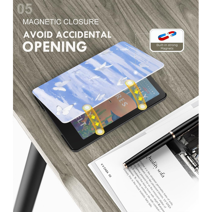 Чохол MoKo для Kindle Paperwhite 12-го покоління (2024) та Kindle Colorsoft Signature Edition (2024), PU шкіра, авто-сон/пробудження, сірий ліс (сніговий метелик)