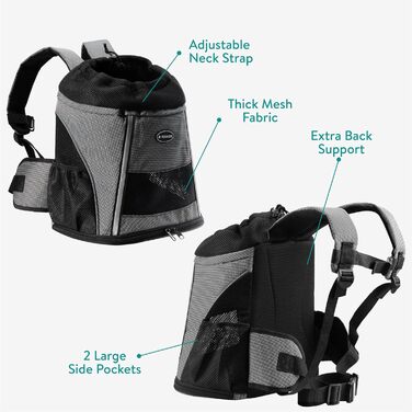 Рюкзак для собак та котів Navaris до 7 кг - сірий (37 x 33 x 24 см)