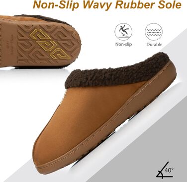 Чоловічі халапи з замші з меморі-піною, для дому та вулиці, теплі зимові халапи з антиковзкою підошвою, подарунок для чоловіка, тата (Колір: коричневий, розмір: 47/48 EU)