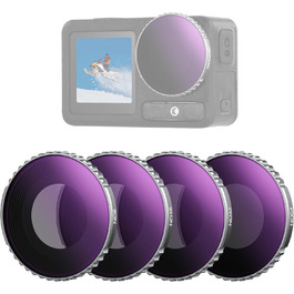 Набір фільтрів NEEWER CPL & ND для DJI Osmo Action 4/Action 5 Pro (4 шт.): поляризаційний фільтр CPL + ND8 + ND16 + ND32, аксесуари для екшн-камери, багатошарове покриття, FL-A12 (ND8/ND16/ND32/ND64)