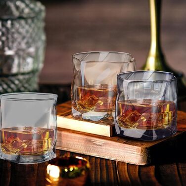 Набір склянок 6 шт. 200 мл - Набір склянок з кришталю, нерегулярної форми - склянки для віскі, кави, коктейлів, напоїв (6 кольорів)