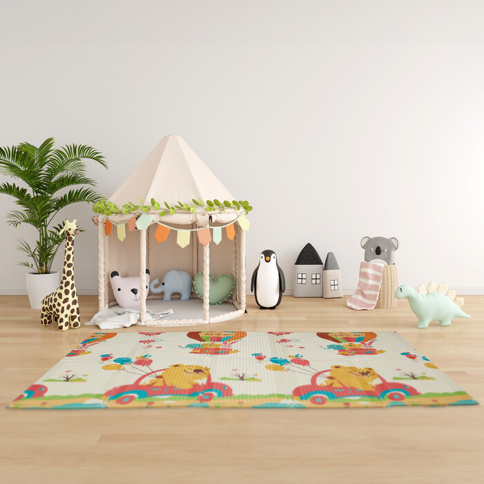 Relaxdays Foldable Play Mat with Animal Motifs