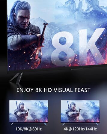 HDMI кабель Stouchi 2 м 8K 10K 4K Ultra High Speed 48Gbps 4K120 144Hz eARC HDR10 4:4 HDCP 2.2/2.3 Dolby, сумісний з Fire TV/Roku TV/PS5/Xbox Series X/Samsung/Sony/LG (2 шт., чорний)