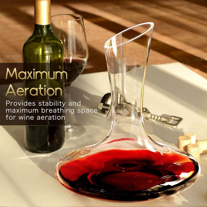 NUTRIUPS Wine Decanter Wine Carafe Red Wine 1.8L Lead-Free Glass Decanter Wine Decanter Made of Crystal Glass Red Wine Decanter (with Free Cleaning Brush and Stopper)