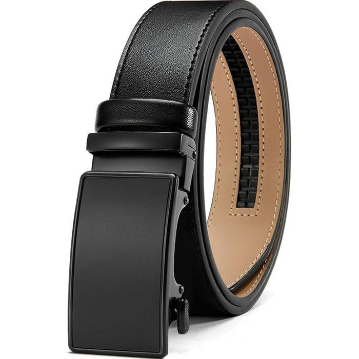 Чоловічий шкіряний ремінь DOOPAI з автоматичною пряжкою, 35 мм, регульований розмір, без отворів, чорний, 125 см (36''-42'')