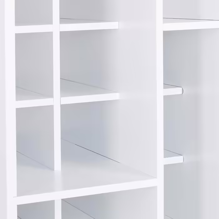 Relaxdays, white wine rack on 360° swivel casters, 6 glass holders, wine storage for 17 bottles, round, HxD: 56x54cm