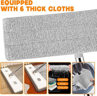 Набір для миття підлоги з відром GIOVARA: моп з відром, система віджиму, мікрофібра, 6 насадок, для всіх типів підлоги, білий