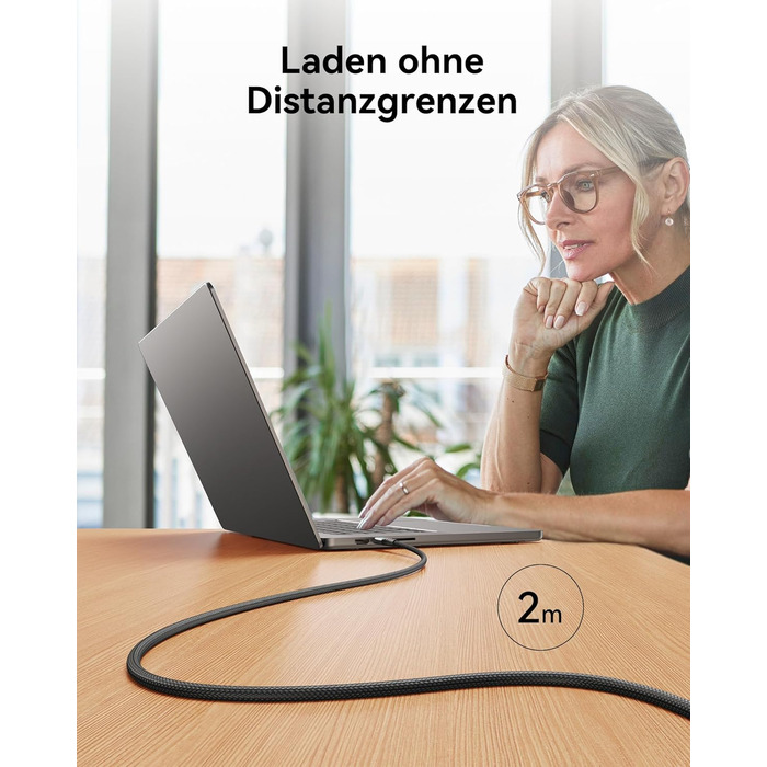 Кабель USB-C 240W, 2 шт. (2м) з LED-підсвіткою, нейлон, для iPhone, Samsung, Pixel, iPad, MacBook