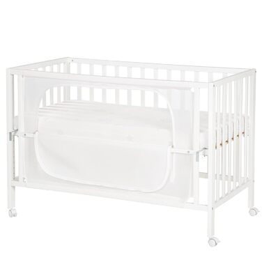 Дитяче приставне ліжечко roba Safe Asleep Sternenzauber 60x120 см, біле, для новонароджених, з бортиком, дерев'яне
