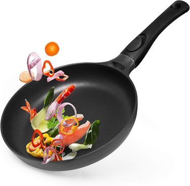 Сковорода індукційна 28 см з антипригарним покриттям, знімний ручка, універсальна сковорода, BPA Free, алюмінієвий лиття, чорна