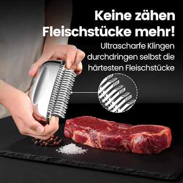 Відбивачка для м'яса з гострими лезами зі сталі нержавіючої, тендеризатор для стейків, яловичини, курки та свинини, підходить для посудомийки