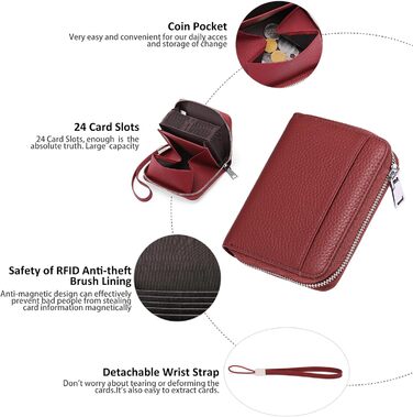 Жіночий гаманець SENDEFN з натуральної шкіри, RFID-захист, багатофункціональний органайзер для карток і грошей, гаманець з блискавкою, стиль органайзер, візитниця з багатьма відділеннями