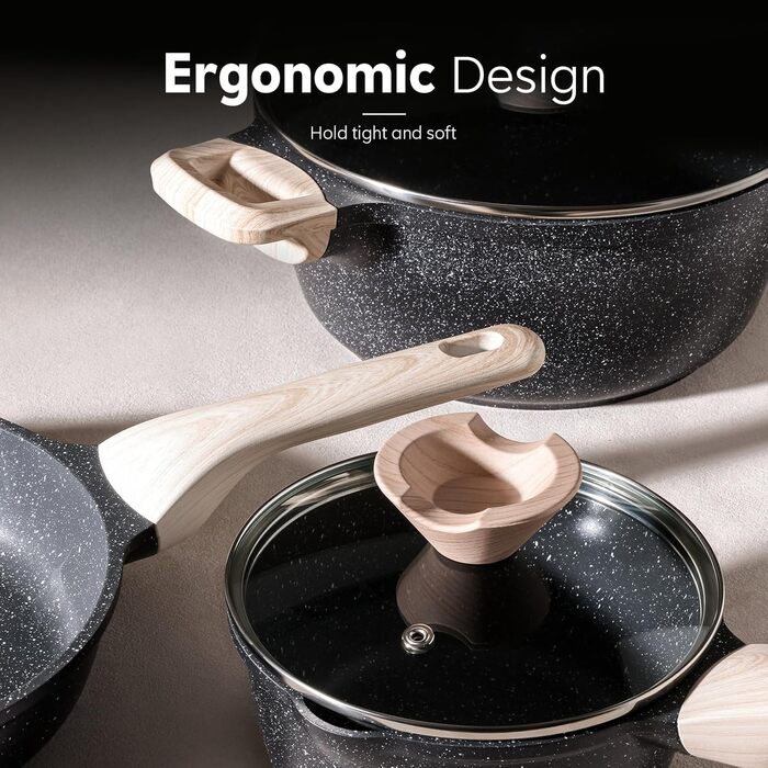 Набір посуду Kordisen з антипригарним покриттям, 5 предметів: каструлі та сковорідки. Безпечний, сумісний з індукцією, PFOA та PFAS free