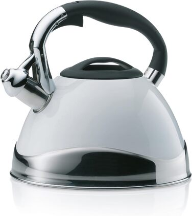 Kela Induction 3 L, Stainless Steel Camping Kettle, with Safe Spout Lid Opening via Button, VARUS, White Glossy White Single Kettle