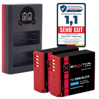 Акумулятор Baxxtar 2X DMW-BLG10E для Panasonic Lumix (з USB зарядним пристроєм та LCD дисплеєм)