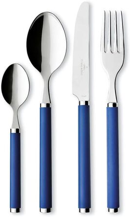 Villeroy & Boch Play Blue Ocean Tableware Set, for up to 6 people, 24-piece, Stainless Steel, Blue Plastic Handle