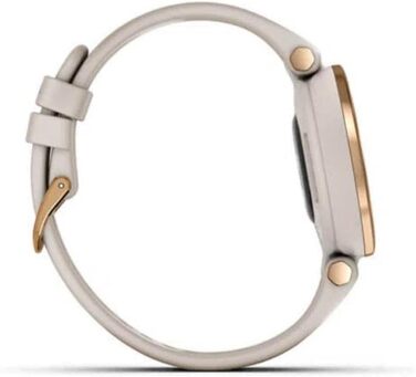 Розумний годинник Garmin Lily™ з сенсорним екраном та унікальним об'єктивом, світло-золотистий з білим шкіряним ремінцем