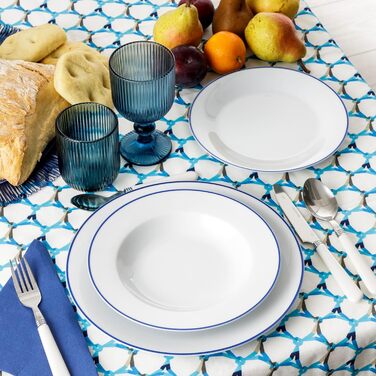 Набір посуду Baroni Home Blue Line (18 предметів) для 6 осіб: тарілки, супові тарілки, десертні тарілки, порцеляна