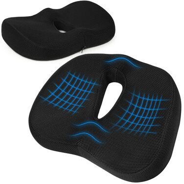 Подушка для сидіння Ainiv, ергономічна подушка з Memory Foam для офісного крісла, інвалідного візка, автомобіля (чорна)