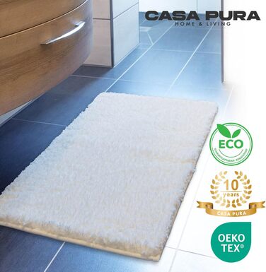 М'який килимок для ванної кімнати Casa Pura Shaggy 70x120 см, Ivory Sky (50x60 см) - антиковзаючий, миючий
