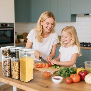 Набір контейнерів для зберігання Withosent 24 шт. з кришкою, 2L, 1.6L, 0.8L - для борошна, мюслі, кукурудзяних пластівців, з етикетками та ложками