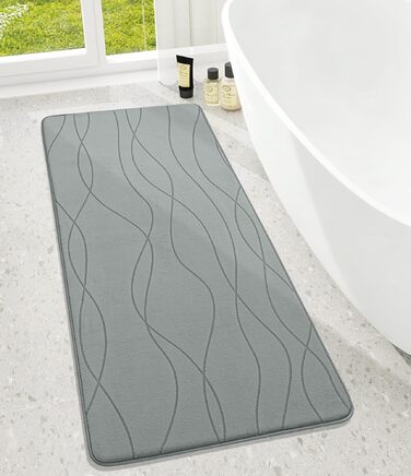Килимок для ванної кімнати chakme з ефектом пам'яті, антиковзаючий та вбираючий м'який килим у ванну, що переється (60x150 см, сірий)