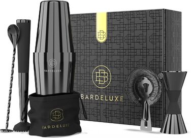 Набір бармена Boston Shaker Set BarDeluxe® 5 предметів: шейкер, аксесуари, рецепти, сумка. Нержавіюча сталь, 750 мл. Преміум подарунковий набір