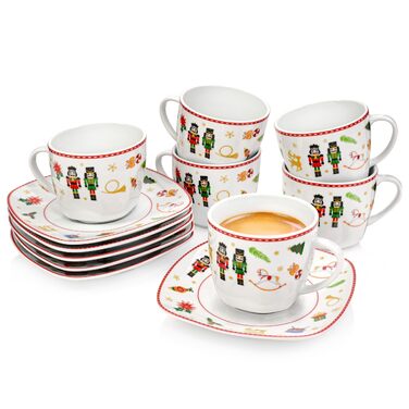 Набір посуду SÄNGER Bilgola, 18 предметів, для 6 осіб: тарілки для супу, десерту та їжі з порцеляни, 12 кавових чашок, PREMIUM COLLECTION (дизайн