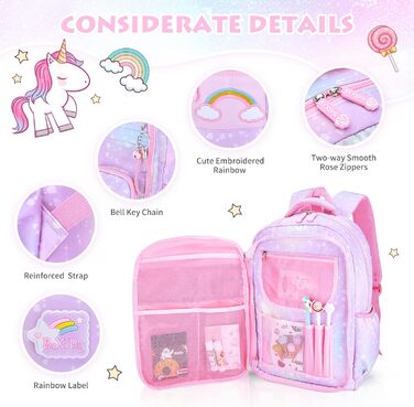 Рюкзак для дівчинки Schulrucksack фіолетовий, 43x35x17 см, велика місткість, з нагрудним ременем, для школи, 5-10 років