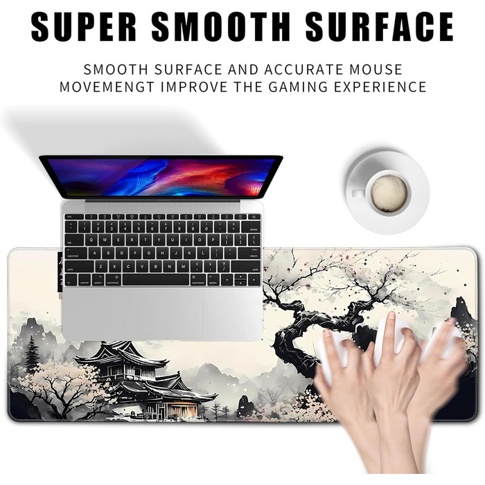 MiaVibte Килим-підкладка на стіл Riverside, великий розмір 80x30 см, для ігор та роботи, декор (Ink Kyoto)